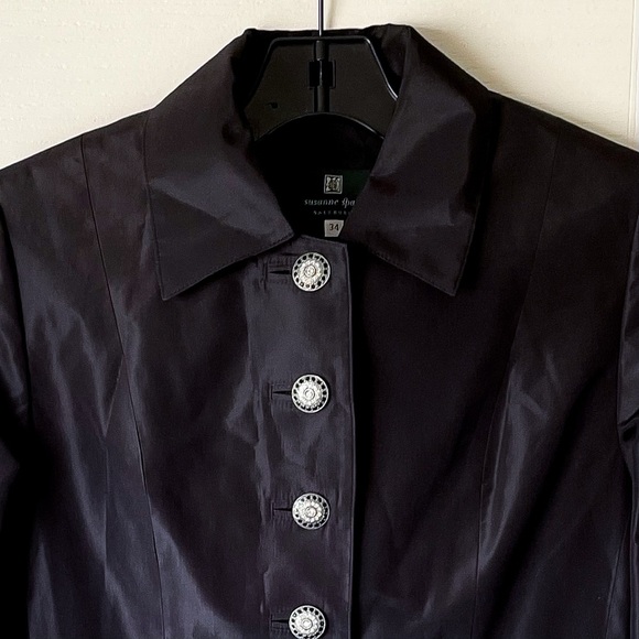Susanne Spatt Silk Rhinestone Trench Jacket Black Size 34 NWOT - Picture 3 of 10
